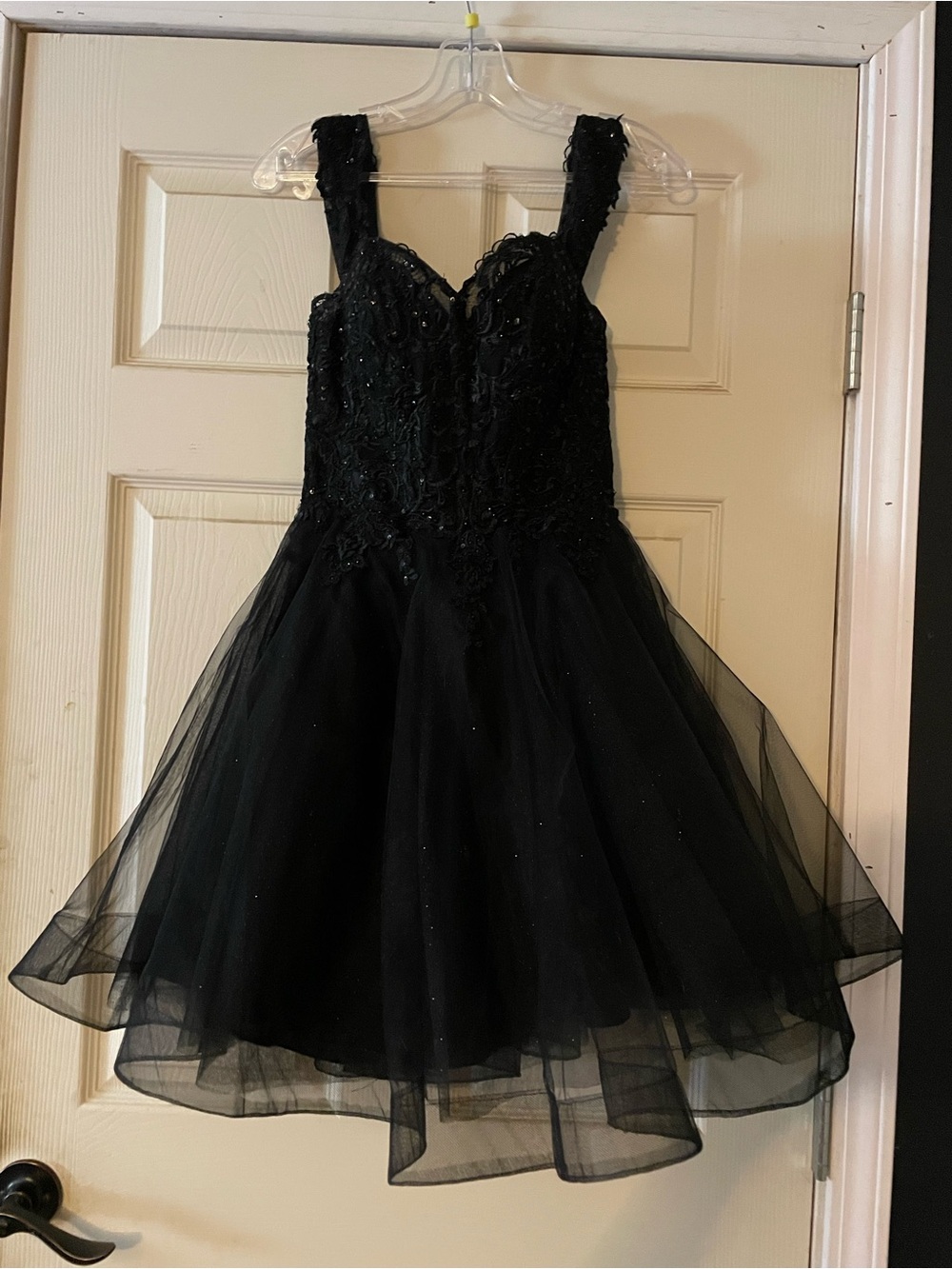 Black Embellished Tulle Girls' Party Dress